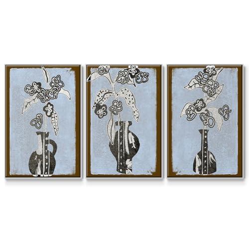 【並行輸入品】Renditions Gallery 抽象画 花柄 3ピース ウォールアート ホワイトフローター フレームプリント 素朴なグラフィ |  | 01
