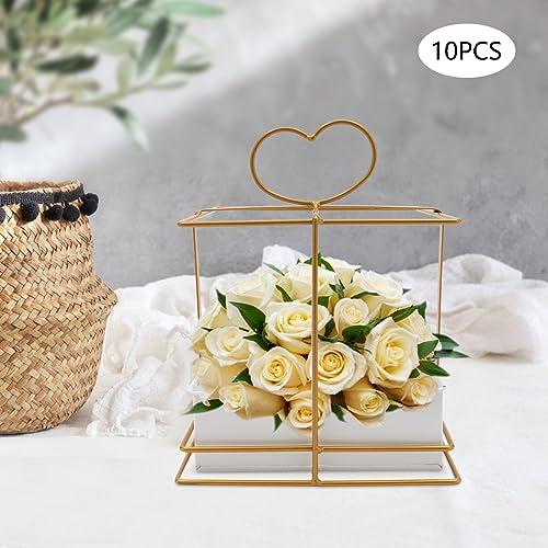 【並行輸入品】LyeXD 10 Pcs Square Carrier Wedding Flower Stand， Gold Geometric_7