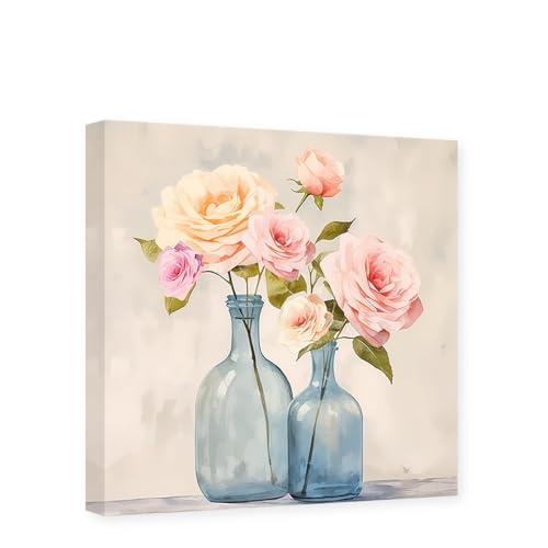 【並行輸入品】CCWACPP Pink Rose Canvas Wall Art Floral Pictures Wall Decor Flo_1