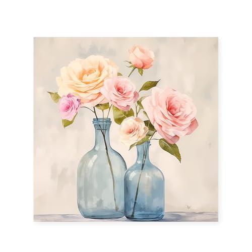 【並行輸入品】CCWACPP Pink Rose Canvas Wall Art Floral Pictures Wall Decor Flo_4