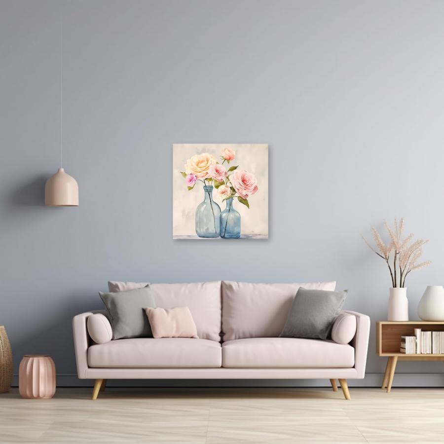 【並行輸入品】CCWACPP Pink Rose Canvas Wall Art Floral Pictures Wall Decor Flo_9