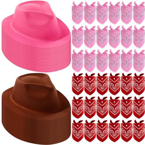 【並行輸入品】Hillban 72 Pack Cowboy Hat and Bandana Set， 36 Cowboy Hats 36 Co_1
