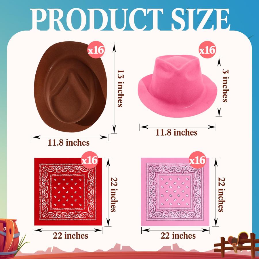 【並行輸入品】Hillban 72 Pack Cowboy Hat and Bandana Set， 36 Cowboy Hats 36 Co_3