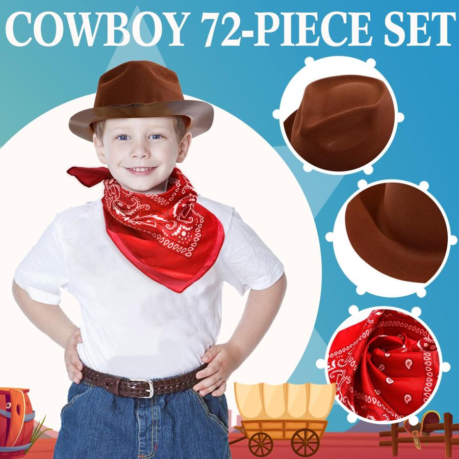 【並行輸入品】Hillban 72 Pack Cowboy Hat and Bandana Set， 36 Cowboy Hats 36 Co_6