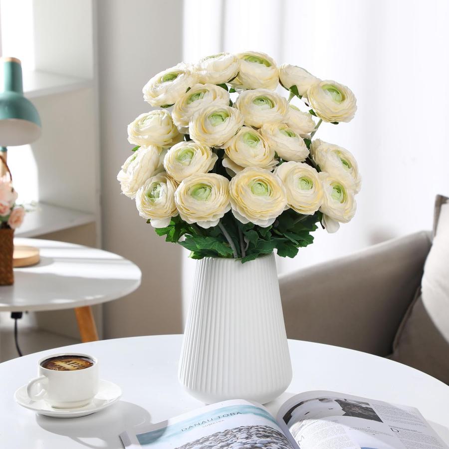 人工ラナンキュラスの花 長い茎 シルク ラナンキュラスの花 シルク リアルな花 ホームウェディング 家庭のアレンジメ 【ベスー】 並行輸入品