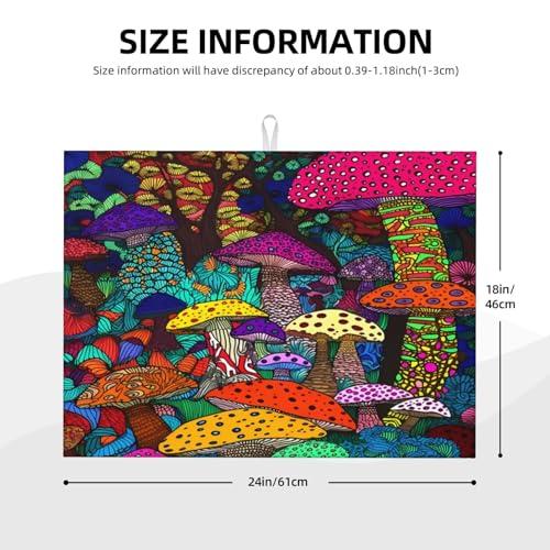 吸収性食器乾燥マット 面白いマッシュルーム キッチンアクセサリー 18x24インチ 漫画植物 大型 マイクロファイバー 食器水切り 並行輸入品｜allinone-d｜08