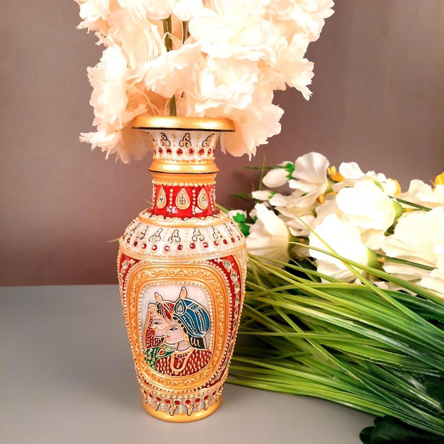 【並行輸入品】Apka Mart The Online Shop Decorative Marble Multicolor Flower Vaの画像