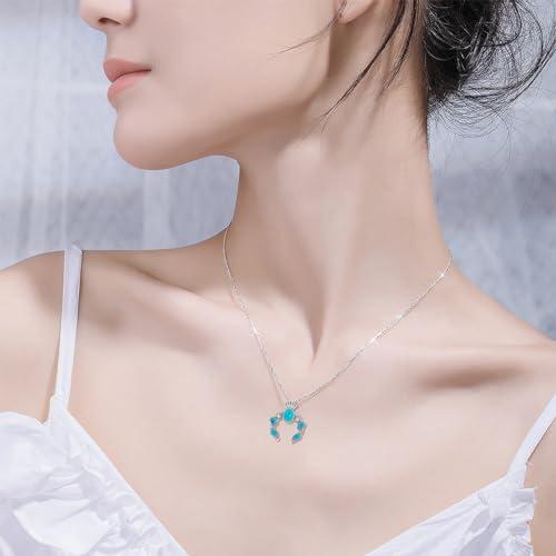 【並行輸入品】BETHZA 本物のターコイズスカッシュブロッサムネックレス 925スターリングシルバー エスニック トライバルターコイズペンダン_4