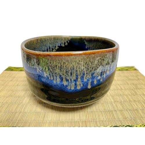 並行輸入品】日本の抹茶ボウル 直径4.45インチ ブラック ブルーの