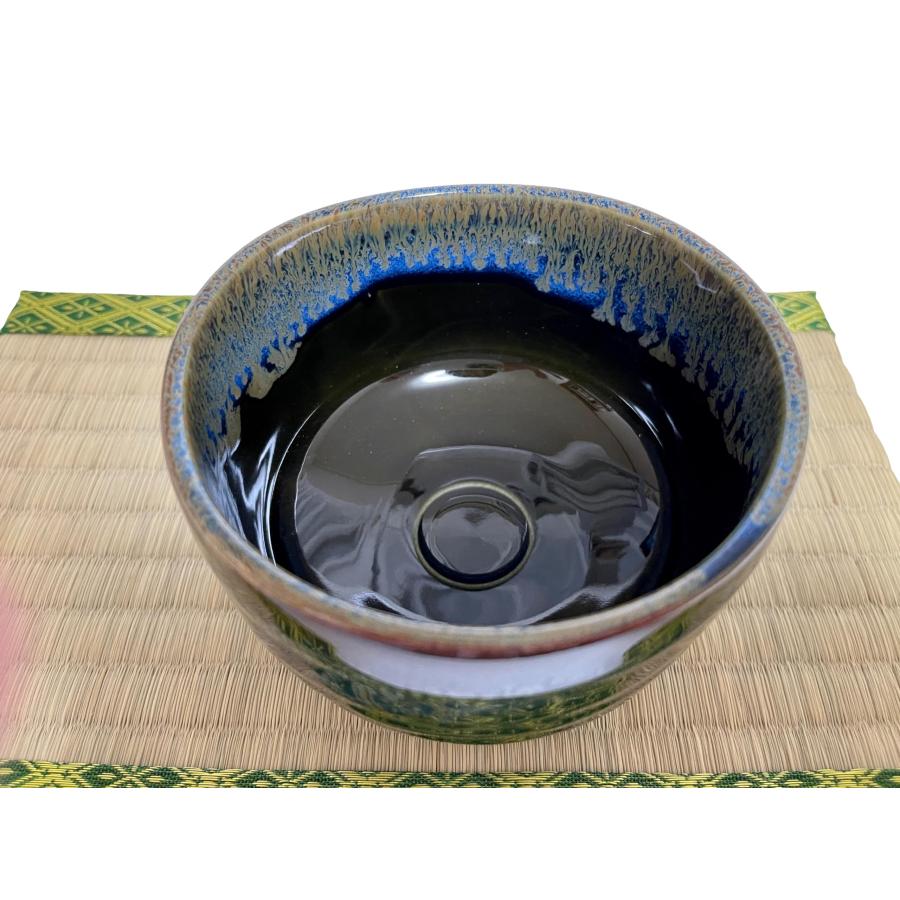 並行輸入品】日本の抹茶ボウル 直径4.45インチ ブラック ブルーの