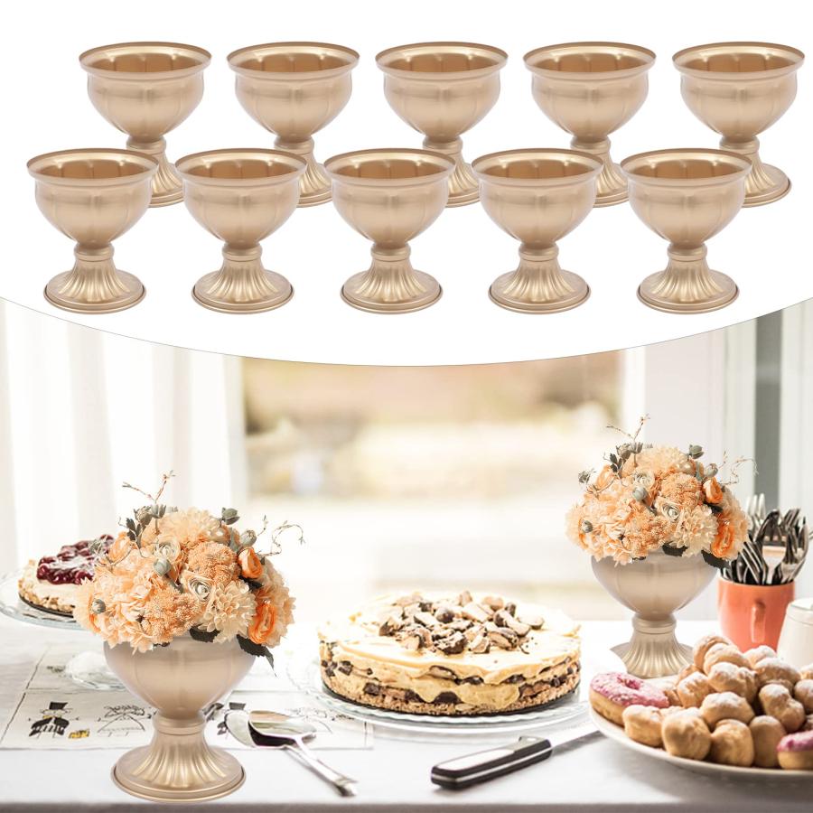【並行輸入品】10 Pcs Gold Flowers Vases for Centrepieces， Wedding Table Center_3