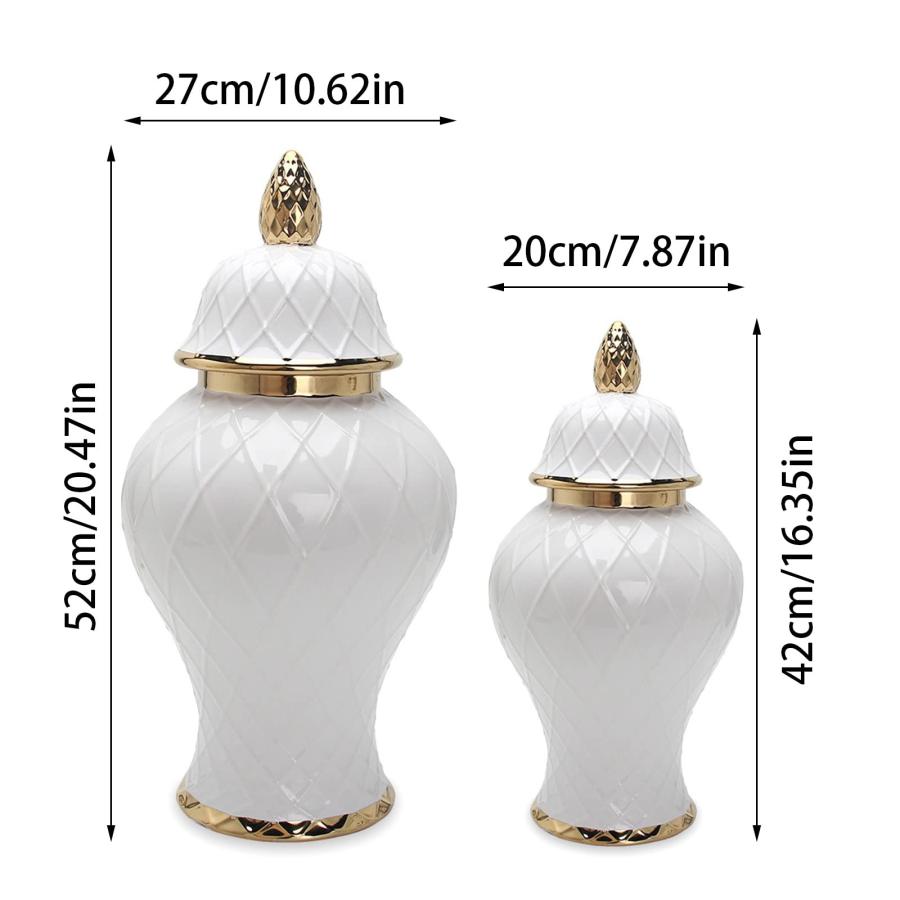 【並行輸入品】Modern Ceramic Flower Vase Temple Jar Decorative with Lid Porcelの画像