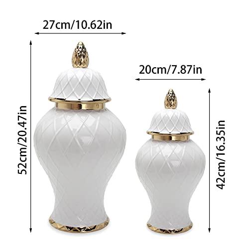 【並行輸入品】Modern Ceramic Flower Vase Temple Jar Decorative with Lid Porcelの画像