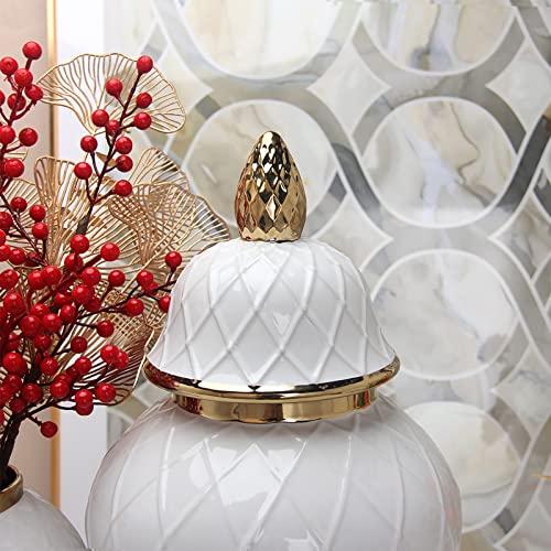【並行輸入品】Modern Ceramic Flower Vase Temple Jar Decorative with Lid Porcelの画像