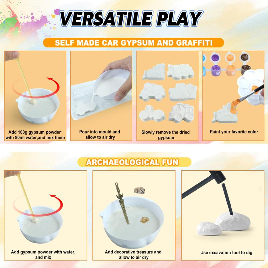 【並行輸入品】CORPER TOYS DIY石膏ペインティングキット エンジニアリング車両セットモデル 子供向け発掘ツール アート&クラフト用品