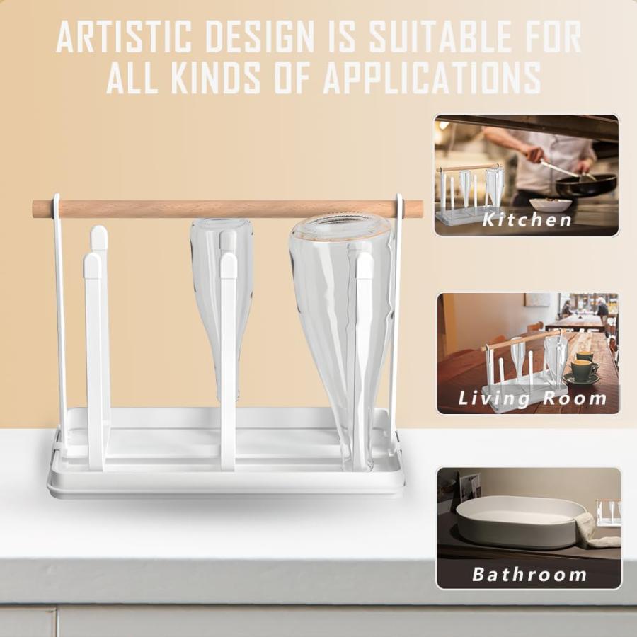 【並行輸入品】Neavessi ガラスカップボトルホルダー 乾燥ラックスタンド キッチンオーガナイザー 取り外し可能なドリップトレイ付き Nea |  | 05