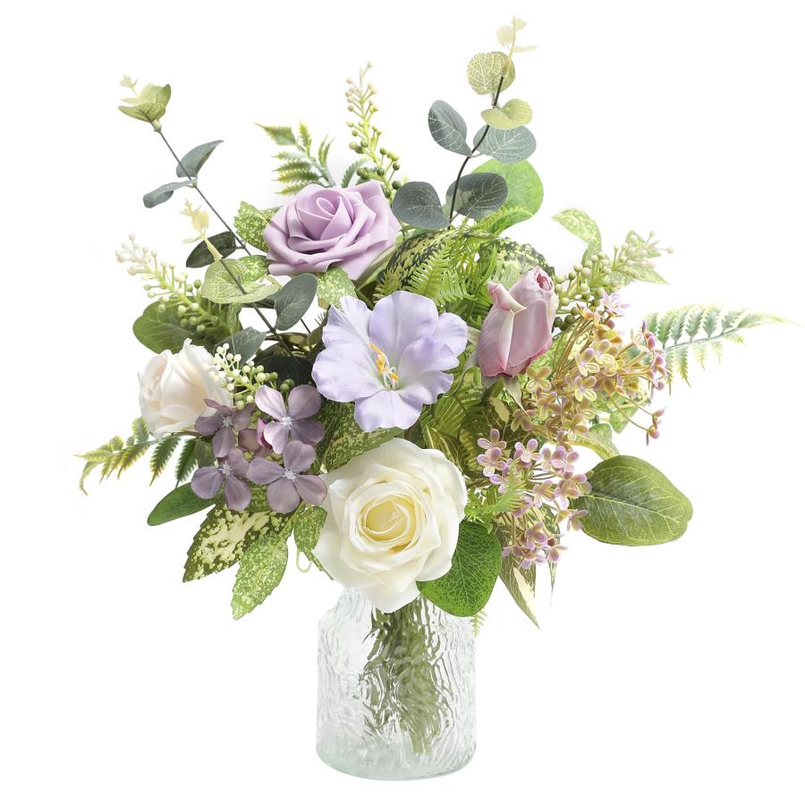 並行輸入品】GAATEEK 造花 紫の花 花瓶付き テーブルセンターピース