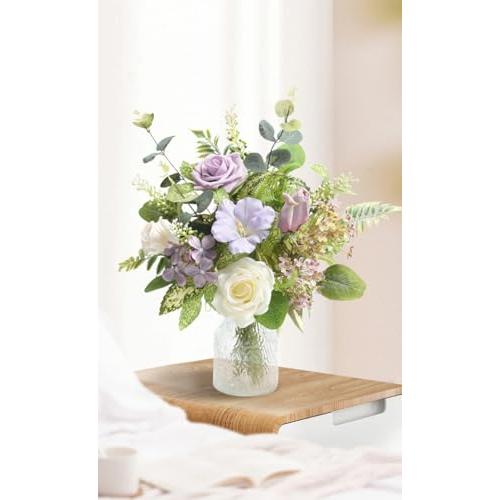 並行輸入品】GAATEEK 造花 紫の花 花瓶付き テーブルセンターピース