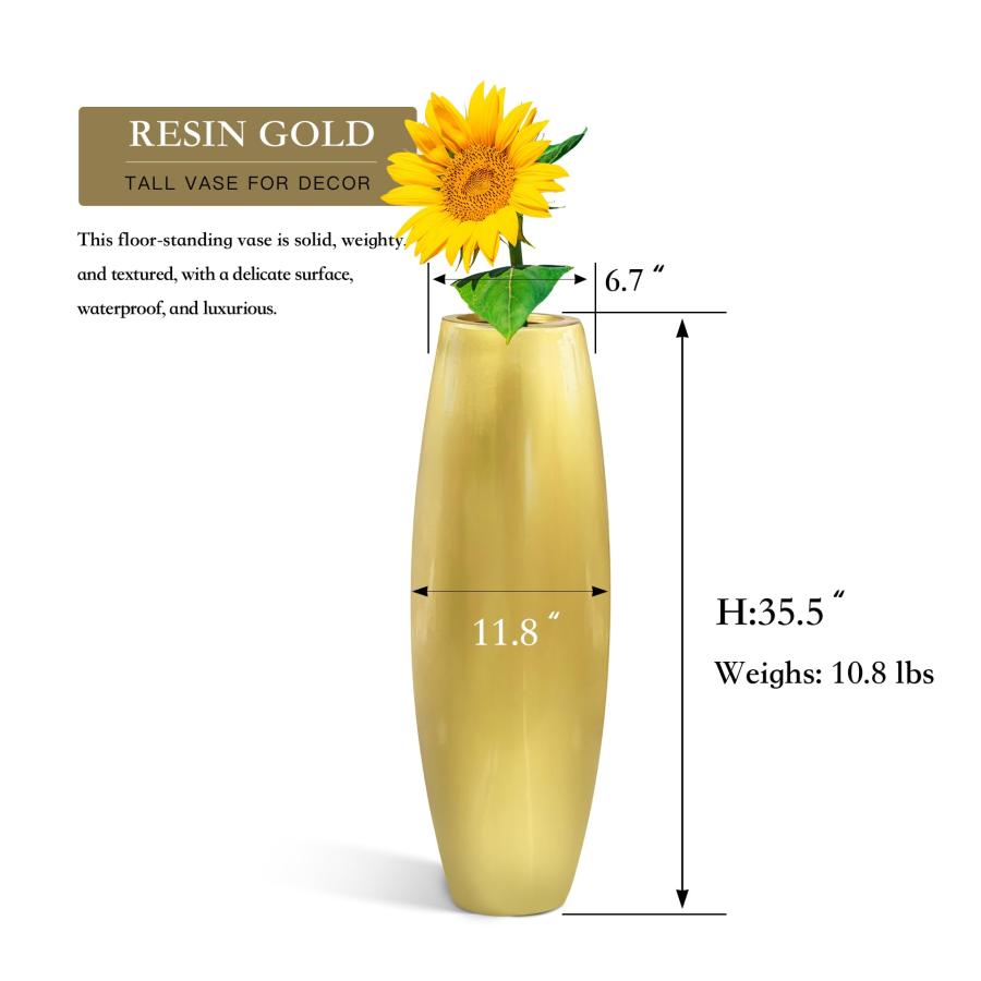 【並行輸入品】高さ35.5インチ フロア花瓶 ゴールド (90cm 2.95フィート) トールラージフロア花瓶 丈夫なトール花瓶 装飾用 35._3
