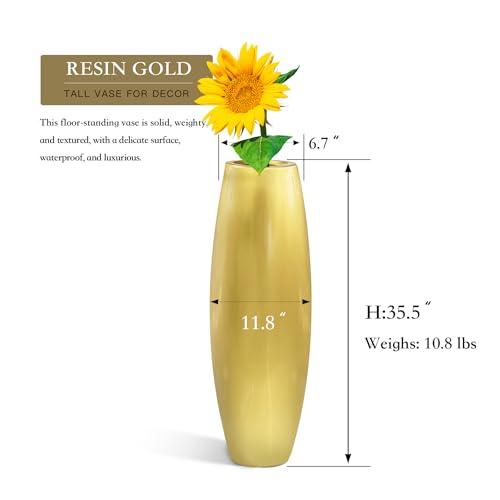 花柄装飾の黒と金の花瓶 高さ23cm 並行輸入品】高さ35.5インチ フロア花瓶 ゴールド (90cm 2.95フィート