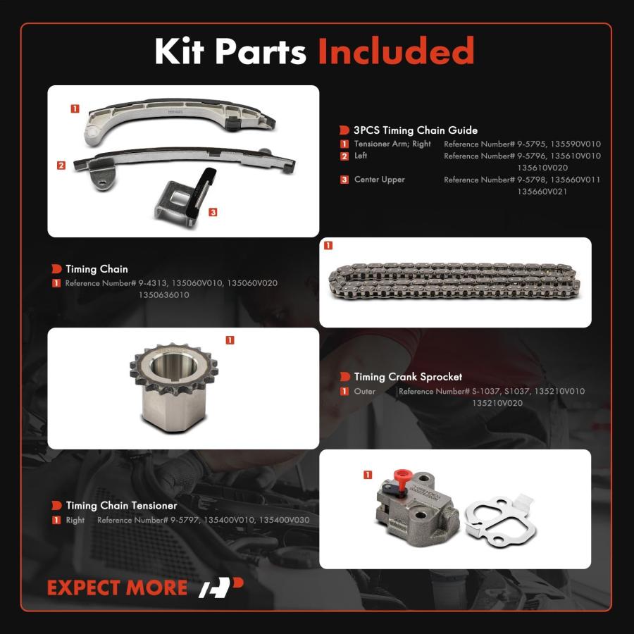 並行輸入品】A Premium 6PCS Engine Timing Chain Kit W/Sprocket