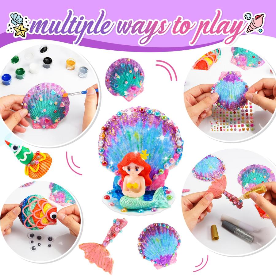 【並行輸入品】WethCorp マーメイドおもちゃ 子供用 シェルペインティングキット アート\u0026クラフト 子供への返品ギフト 女の子向けゲームの画像