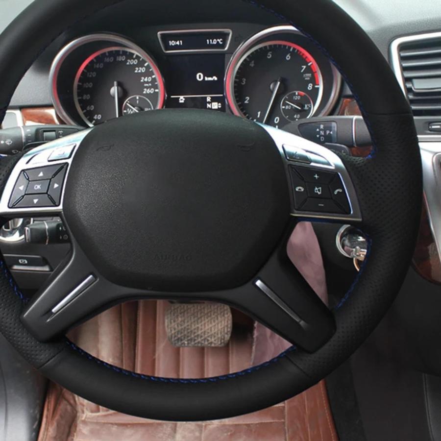 メルセデスベンツ MB W204 ステアリングホイール ハンドル 並行輸入品】手縫いブラックレザー車のステアリングホイールカバー