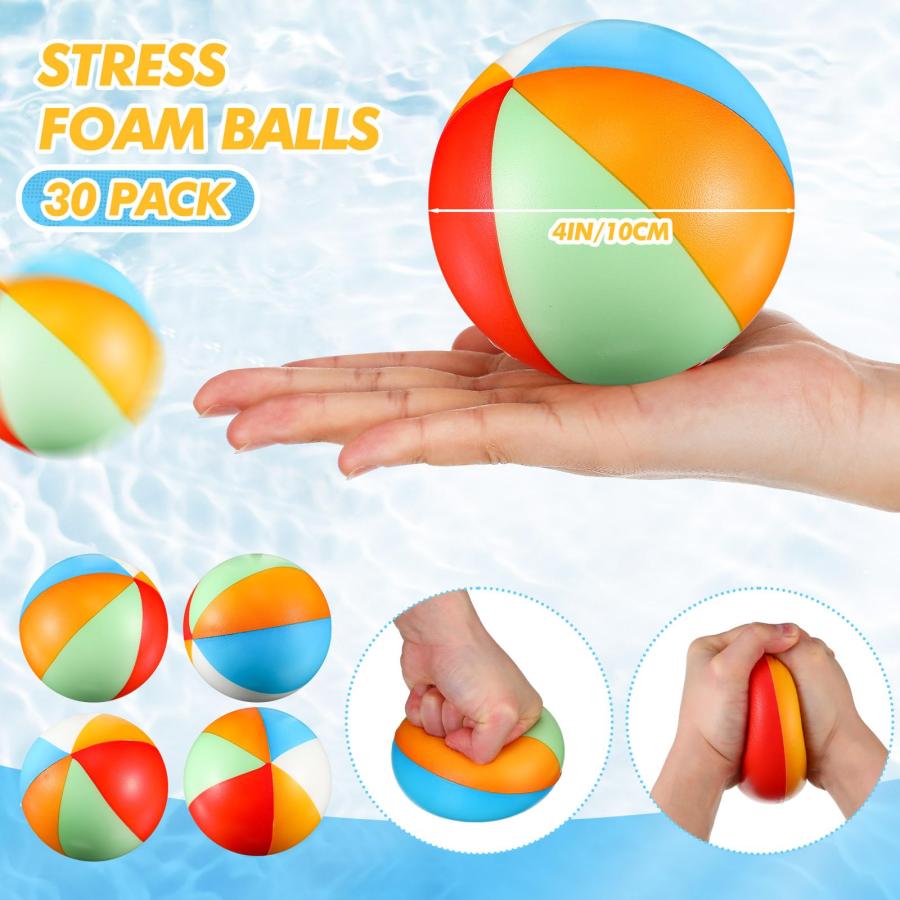 【並行輸入品】Leyndo 30 Pack 4\" Extra Large Beach Stress Balls Bulk Giant Rainの画像