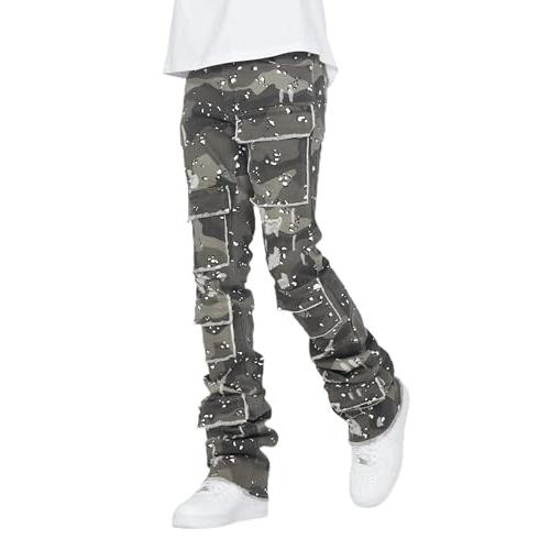 ROCKSTAR ORIGINAL Men's Petrus Grey Camo Super Stacked Flare Jea 並行輸入品｜allinone-d｜02