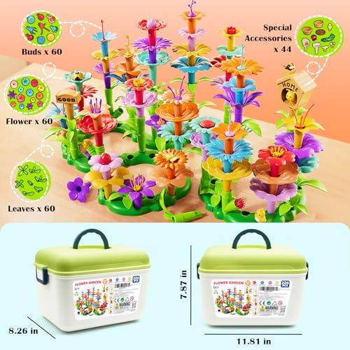 【並行輸入品】FUNZBO 224個 フラワービルディングトイ   ガーデントイ 幼児のおもちゃ グリル用おもちゃ 3歳 4歳 5歳 6歳 7歳の画像