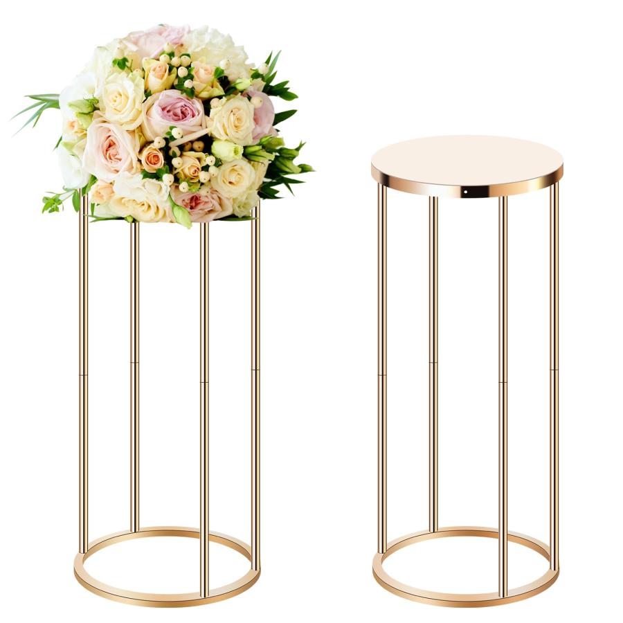 並行輸入品】ゴールドフラワースタンド 2点 高さ23.6インチ