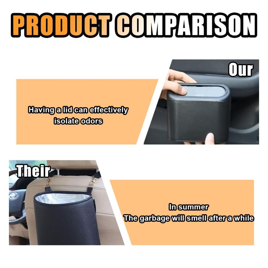 【並行輸入品】GLSOWEE ミニ車用ゴミ箱 蓋付き 小型自動車ダストビン ごみ箱 1パック 防水 漏れ防止 車用収納ボックス カーアクセサリー |  | 06
