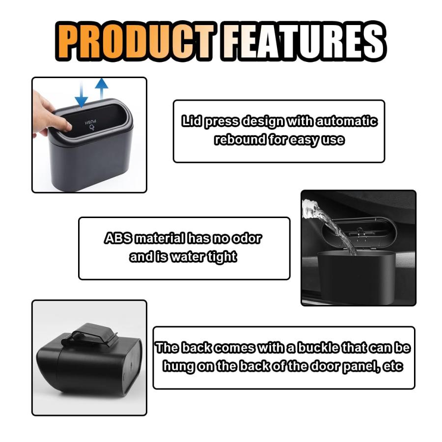【並行輸入品】GLSOWEE ミニ車用ゴミ箱 蓋付き 小型自動車ダストビン ごみ箱 1パック 防水 漏れ防止 車用収納ボックス カーアクセサリー |  | 09
