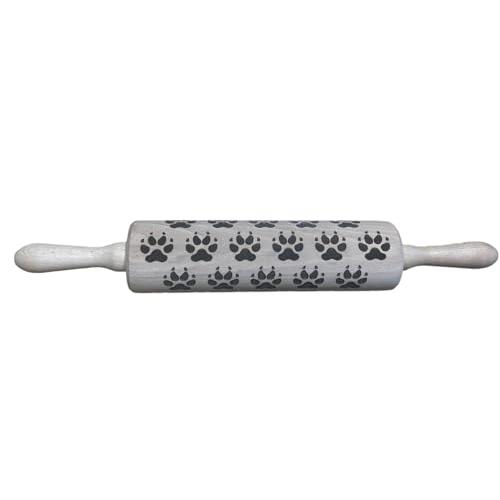【並行輸入品】efo Embossed Rolling Pin with Engraved Kitty Pawprints Designの画像