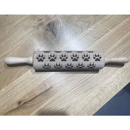 【並行輸入品】efo Embossed Rolling Pin with Engraved Kitty Pawprints Designの画像