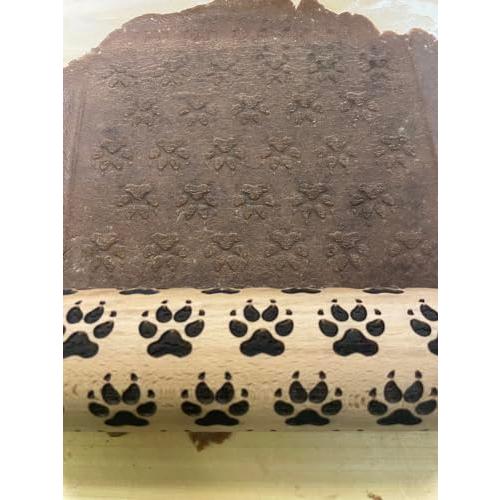 【並行輸入品】efo Embossed Rolling Pin with Engraved Kitty Pawprints Designの画像