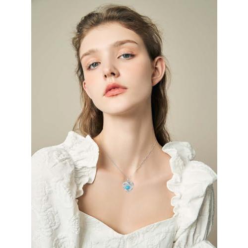【並行輸入品】POTOPYY S925スターリングシルバー ラブノットネックレス レディース ハートノット ターコイズペンダントネックレス ジュ