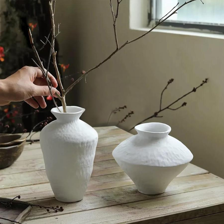 ホワイト花瓶 花の装飾付き 陶器製 楽天市場】花瓶 セラミック製 おしゃれ 大型 陶器フラワーベース