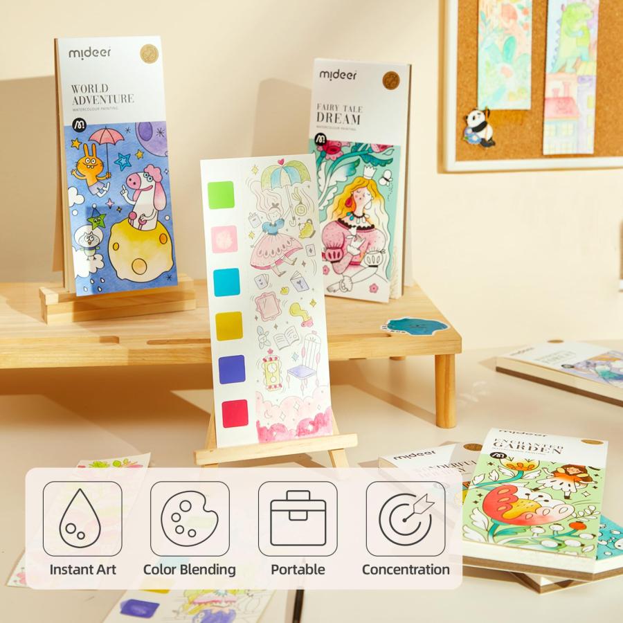 並行輸入品】MiDeer 水彩画ブックキット 4~8歳のお子様向け ポケット