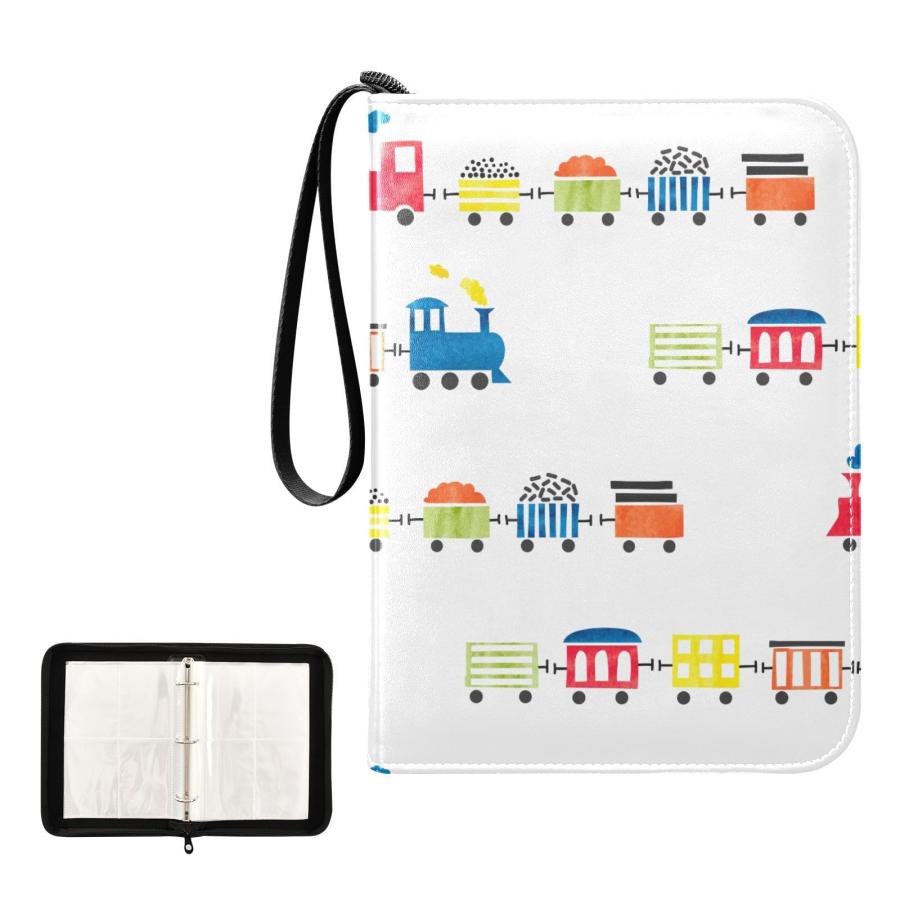 【並行輸入品】Krafig Watercolor Toy Trains Pattern Card Binder 4 Pocket, Tradi |  | 03