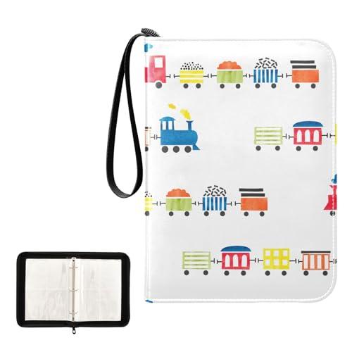 【並行輸入品】Krafig Watercolor Toy Trains Pattern Card Binder 4 Pocket, Tradi |  | 04