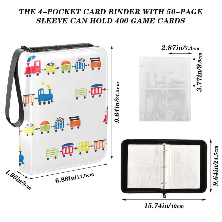 【並行輸入品】Krafig Watercolor Toy Trains Pattern Card Binder 4 Pocket, Tradi |  | 06