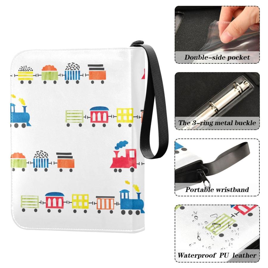 【並行輸入品】Krafig Watercolor Toy Trains Pattern Card Binder 4 Pocket, Tradi |  | 09