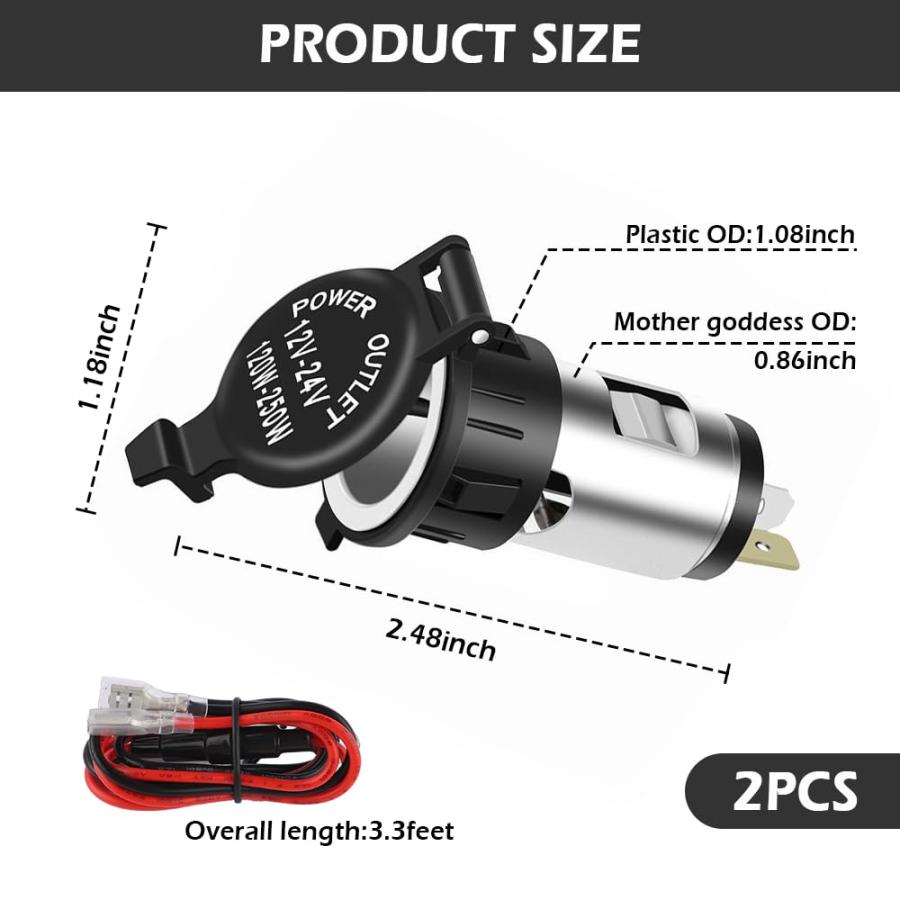 【並行輸入品】2PCS 12V Cigarette Lighter Socket   Car Cigarette Lighter Socket |  | 03