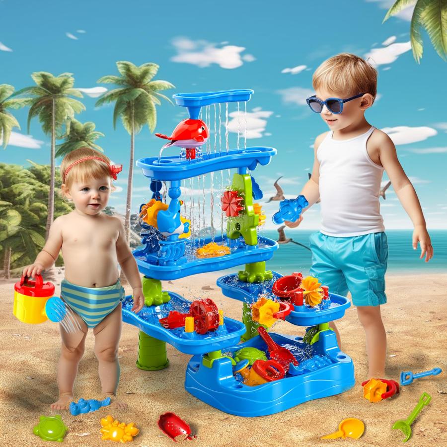 【並行輸入品】Doloowee Sand and Water Table Toy for Kids, 5 Tier Showers Pond_3