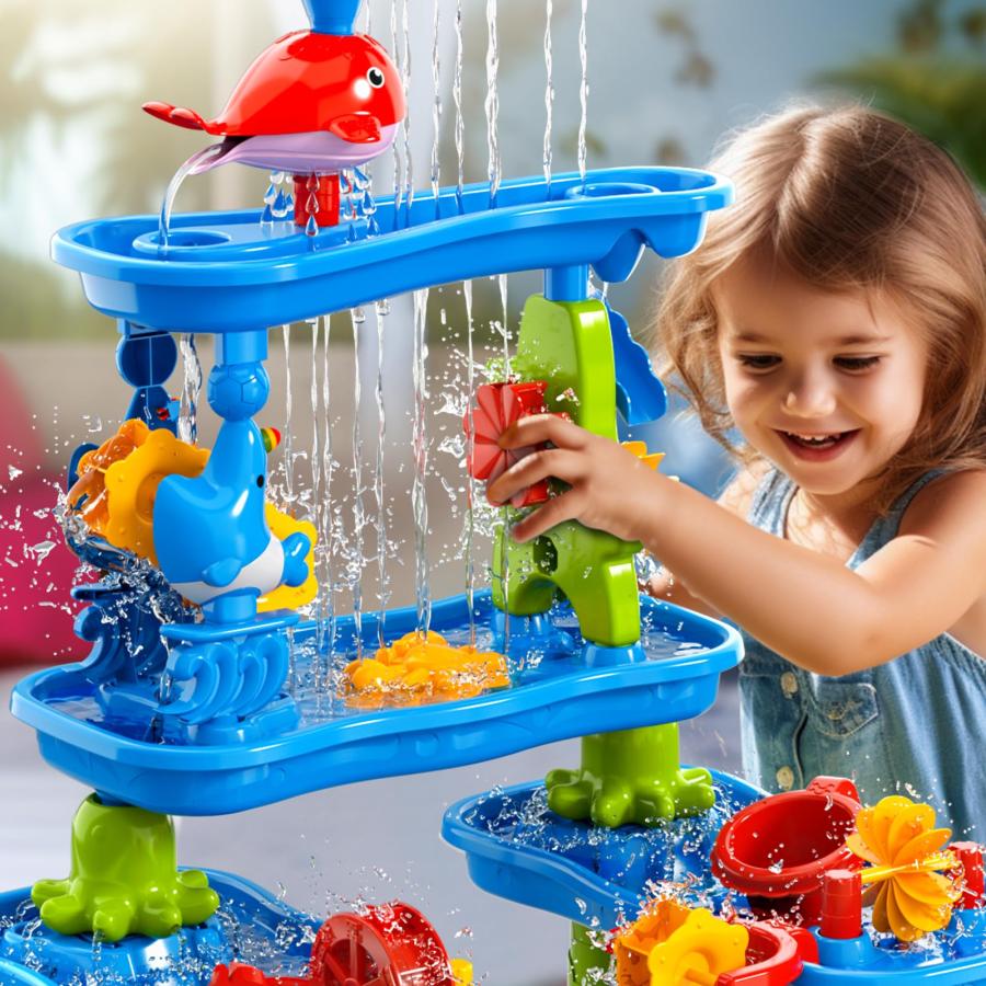 【並行輸入品】Doloowee Sand and Water Table Toy for Kids, 5 Tier Showers Pond_6