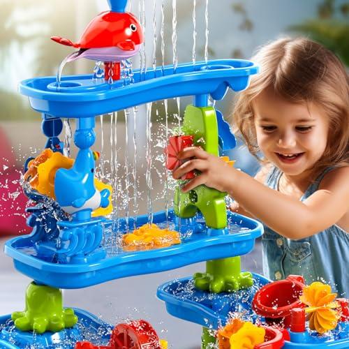 【並行輸入品】Doloowee Sand and Water Table Toy for Kids, 5 Tier Showers Pond_7