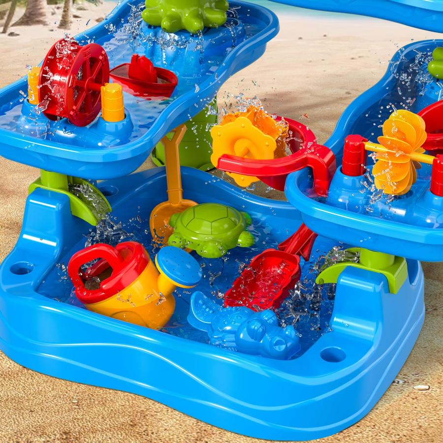 【並行輸入品】Doloowee Sand and Water Table Toy for Kids, 5 Tier Showers Pond_9