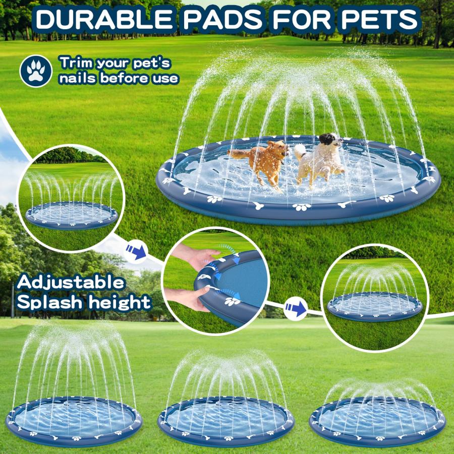 【並行輸入品】Growsland 4イン1 ノンスリップスプラッシュパッド 子供と犬用 80インチ 特大スプリンクラー 子供用屋外スプリンクラーの画像