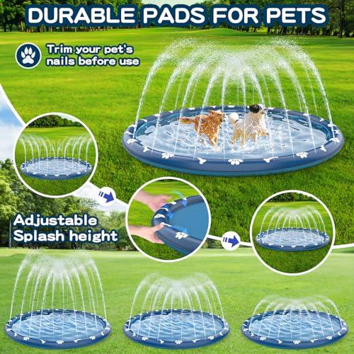 【並行輸入品】Growsland 4イン1 ノンスリップスプラッシュパッド 子供と犬用 80インチ 特大スプリンクラー 子供用屋外スプリンクラーの画像